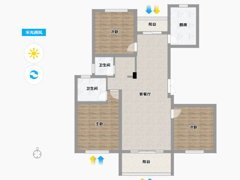 江西省-宜春市-城北佳园东区-107.20-户型库-采光通风