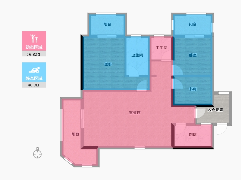 广西壮族自治区-南宁市-北港御江台-96.00-户型库-动静分区