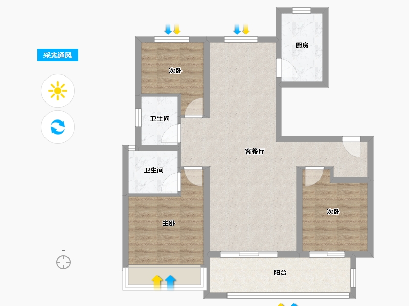 安徽省-宣城市-和顺江南府-88.00-户型库-采光通风