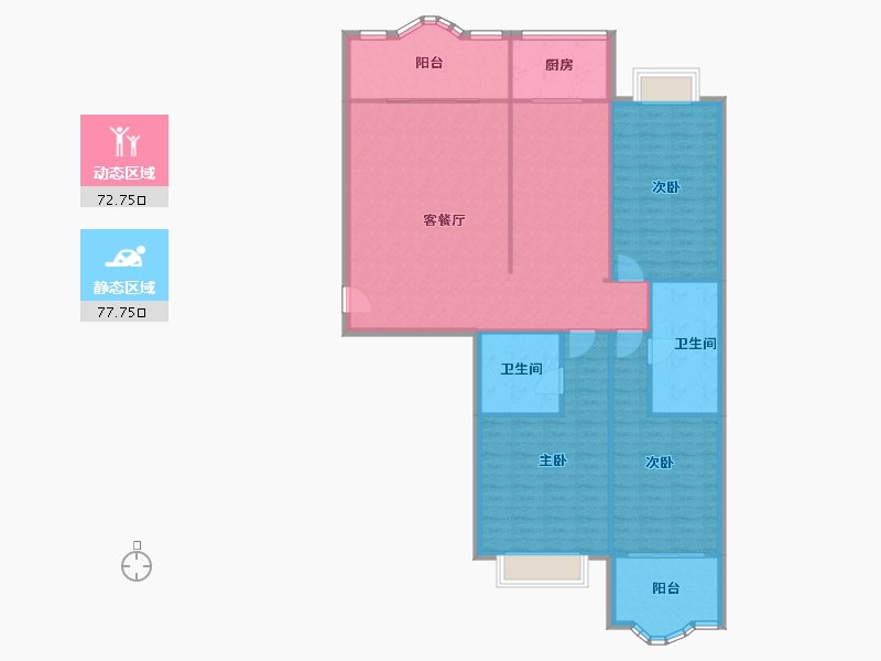 陕西省-西安市-盛世华庭-131.20-户型库-动静分区