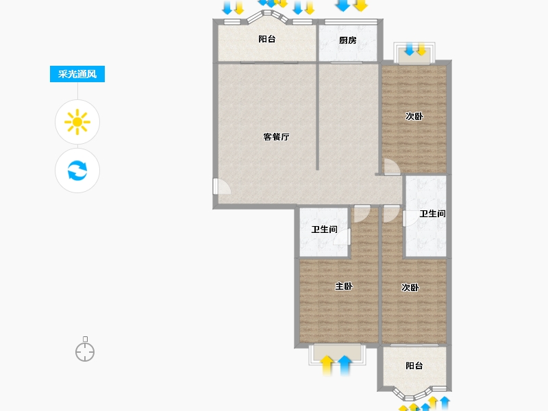 陕西省-西安市-盛世华庭-131.20-户型库-采光通风