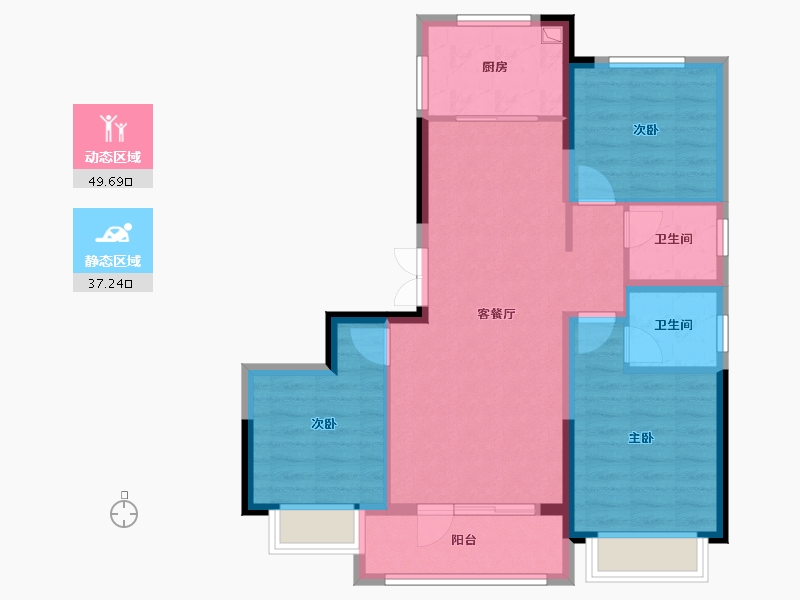 山东省-济南市-龙域天城-89.81-户型库-动静分区