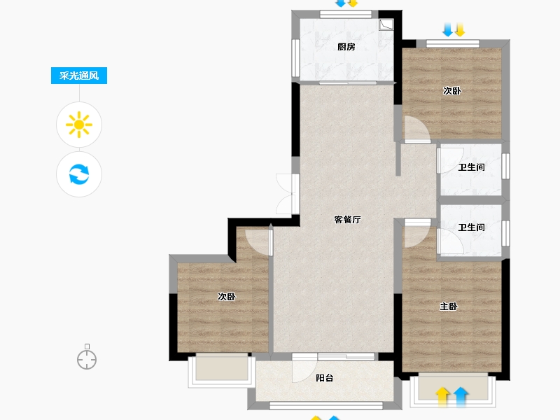 山东省-济南市-龙域天城-89.81-户型库-采光通风