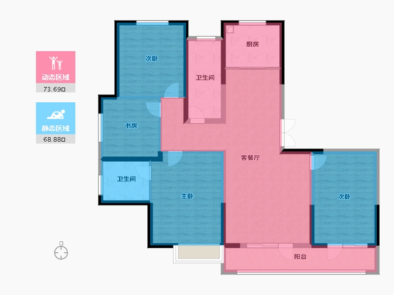 山东省-青岛市-远洋繁花里-128.67-户型库-动静分区