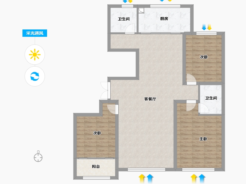 山东省-潍坊市-九龙山翠雨园-113.09-户型库-采光通风