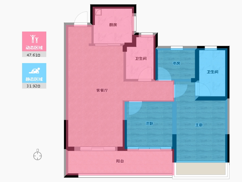 浙江省-温州市-荣安汇学府-70.40-户型库-动静分区