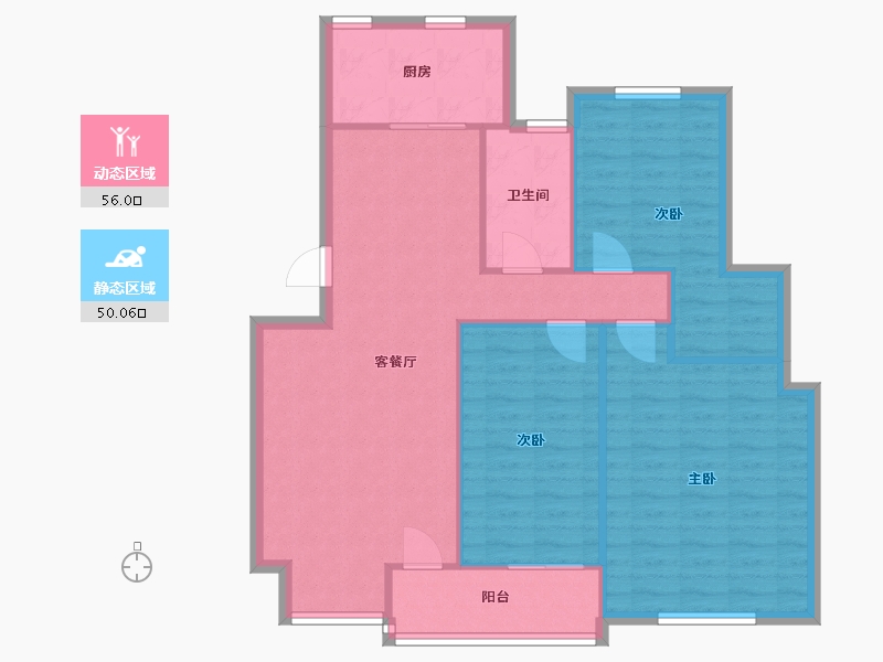 辽宁省-大连市-麓岛兰湾-95.20-户型库-动静分区