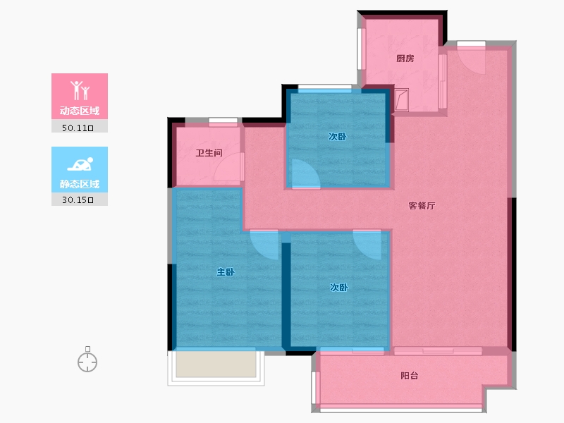 湖北省-武汉市-绿都中央公园-71.85-户型库-动静分区