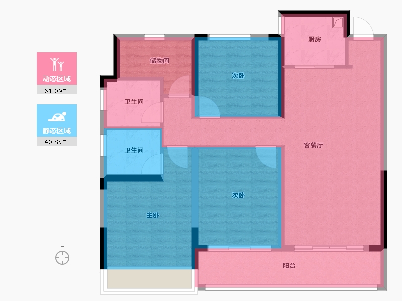 浙江省-温州市-荣安汇学府-90.95-户型库-动静分区