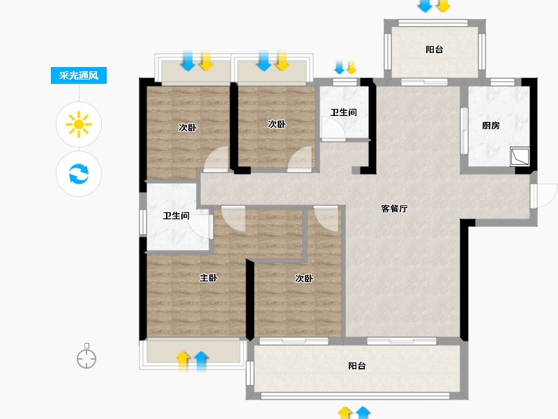 湖南省-长沙市-国欣向荣府三期-111.20-户型库-采光通风