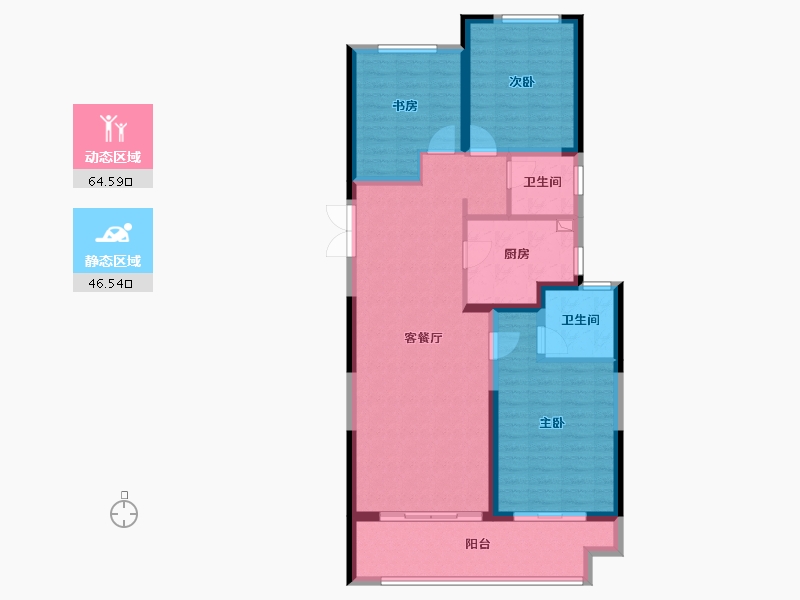 河南省-郑州市-高新城开·松云缦-100.04-户型库-动静分区