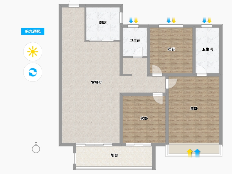 山东省-菏泽市-明丰幸福里-127.52-户型库-采光通风