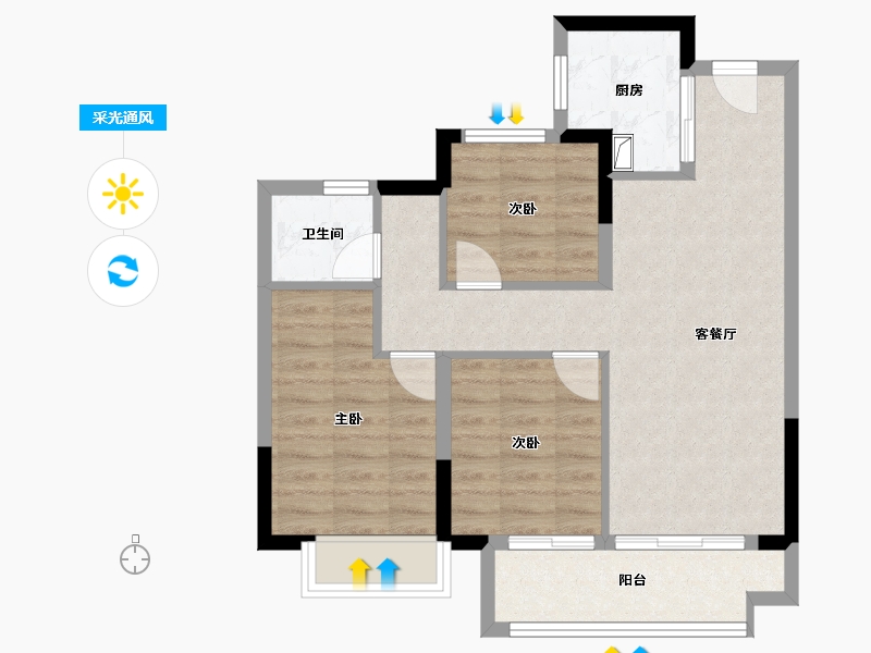 湖北省-武汉市-绿都中央公园-68.42-户型库-采光通风