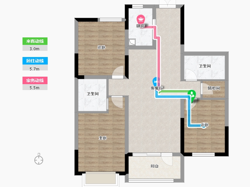 山东省-青岛市-远洋繁花里-93.08-户型库-动静线