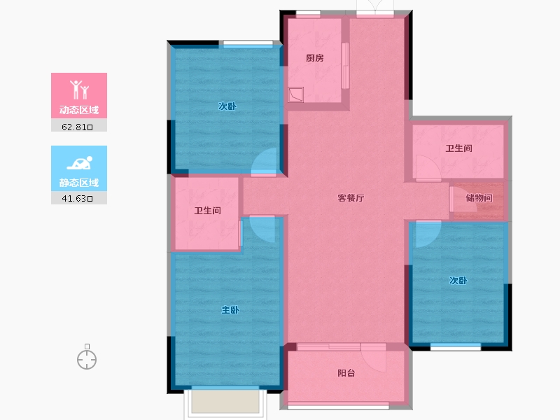 山东省-青岛市-远洋繁花里-93.08-户型库-动静分区