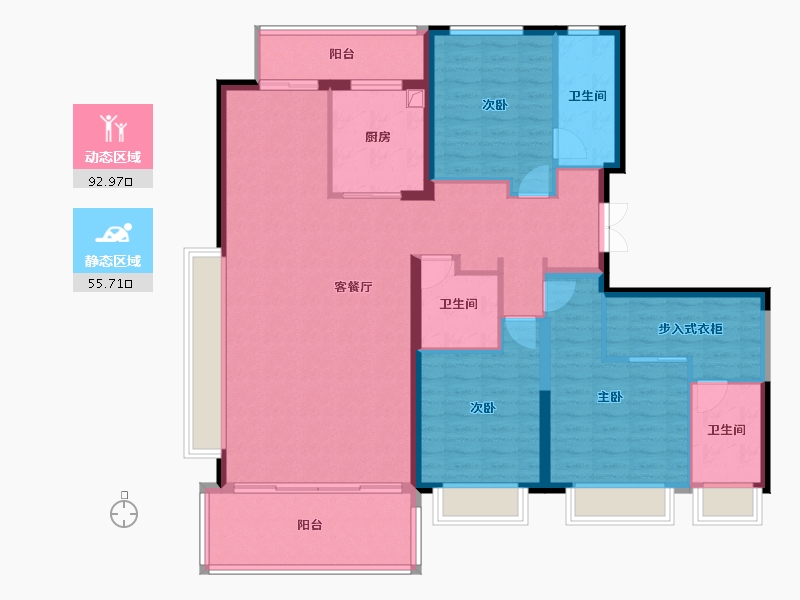 陕西省-西安市-阅璟台-134.51-户型库-动静分区