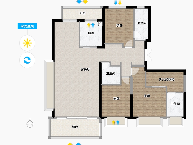 陕西省-西安市-阅璟台-134.51-户型库-采光通风