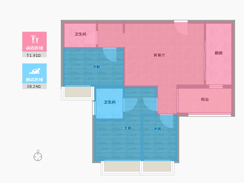 上海-上海市-捷城国际公寓-81.60-户型库-动静分区