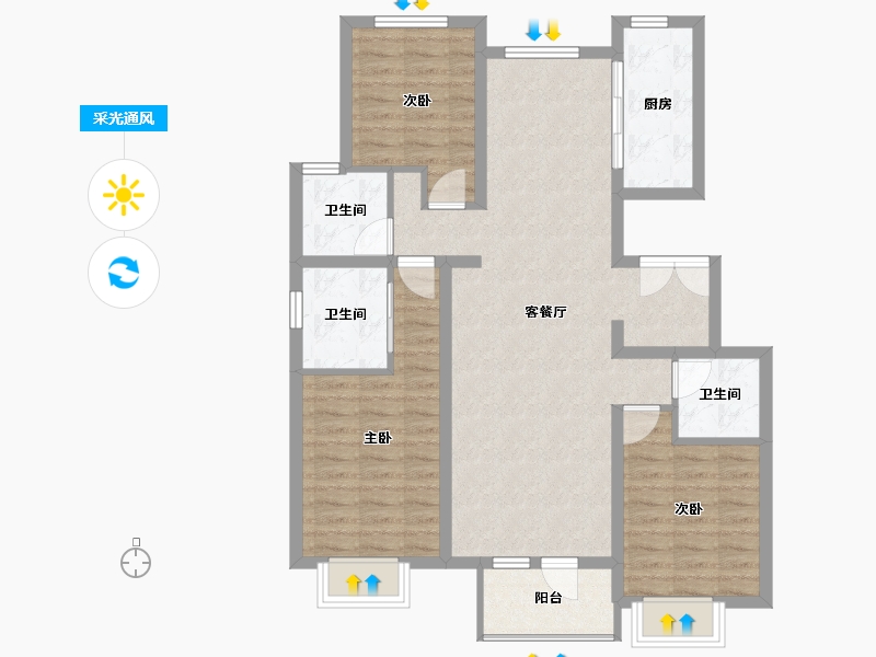 河北省-廊坊市-金融街金悦府-107.00-户型库-采光通风