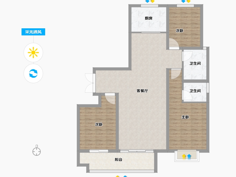 山东省-临沂市-宇光陶然里-118.00-户型库-采光通风