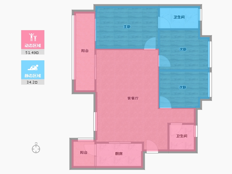 四川省-眉山市-融创南凌樾-77.85-户型库-动静分区