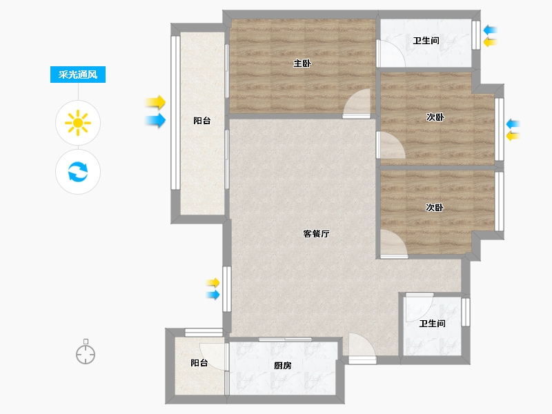 四川省-眉山市-融创南凌樾-77.85-户型库-采光通风