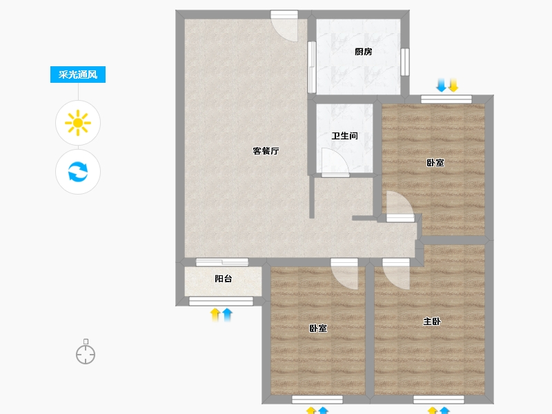 山西省-太原市-龙城晋府-76.46-户型库-采光通风