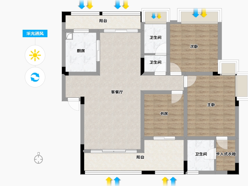 四川省-泸州市-锦绣山水五期-124.00-户型库-采光通风