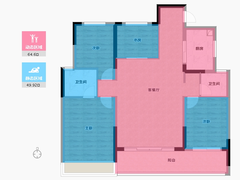 浙江省-杭州市-伟星·滨映时代府城市展厅-103.20-户型库-动静分区