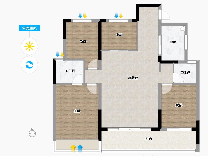 浙江省-杭州市-伟星·滨映时代府城市展厅-103.20-户型库-采光通风