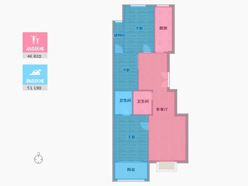 山东省-烟台市-新世界花园-88.98-户型库-动静分区