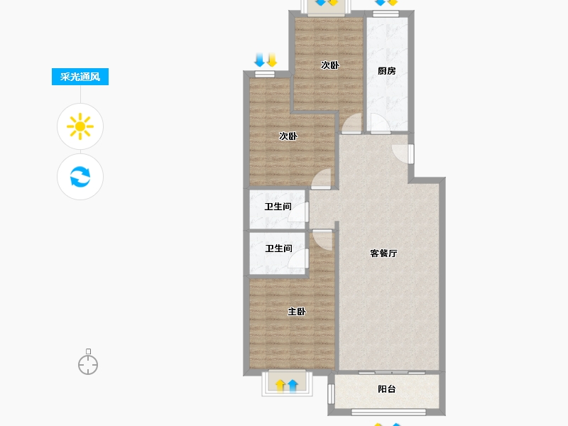 河北省-廊坊市-兴达公寓-96.98-户型库-采光通风