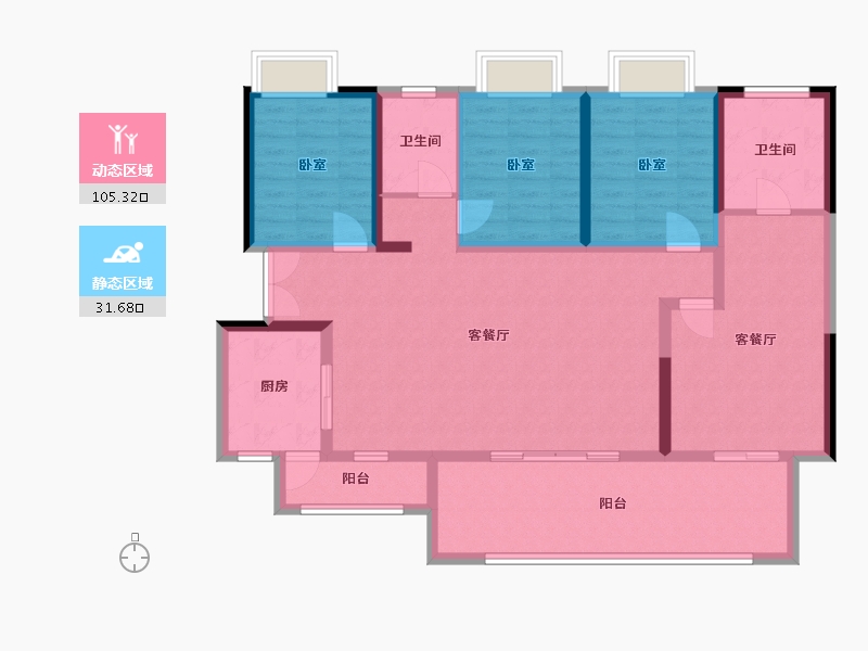 四川省-绵阳市-绵州水郡五期B-137.89-户型库-动静分区