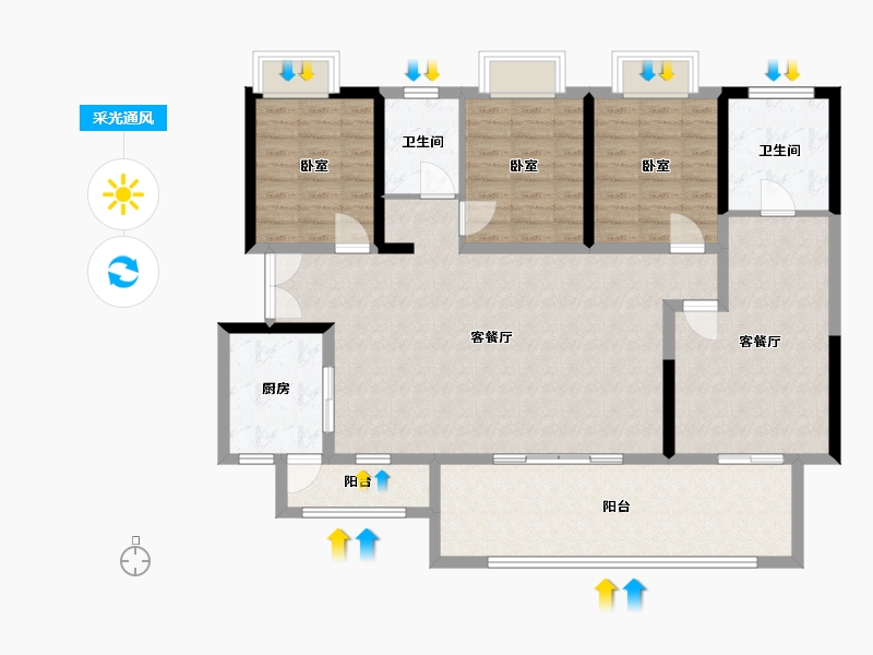 四川省-绵阳市-绵州水郡五期B-137.89-户型库-采光通风