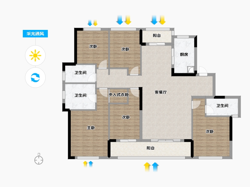 浙江省-金华市-稠州府-152.00-户型库-采光通风