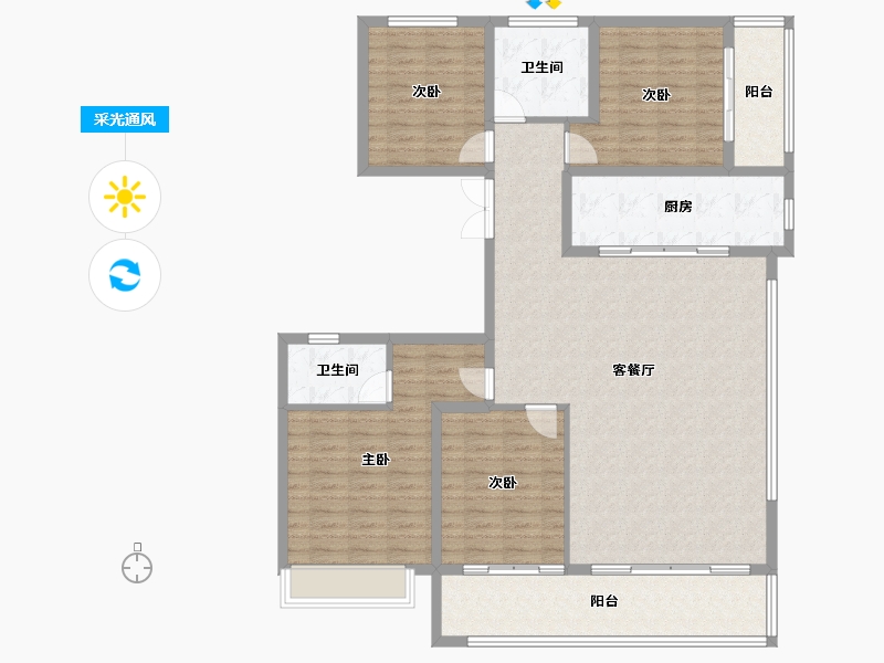 山西省-临汾市-功臣御苑小区-160.00-户型库-采光通风