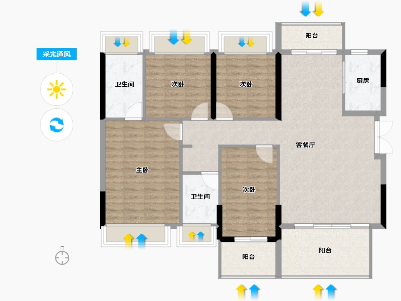 广东省-清远市-盈丰公园上城-105.84-户型库-采光通风