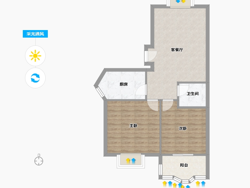 河南省-郑州市-21世纪湖适-64.00-户型库-采光通风