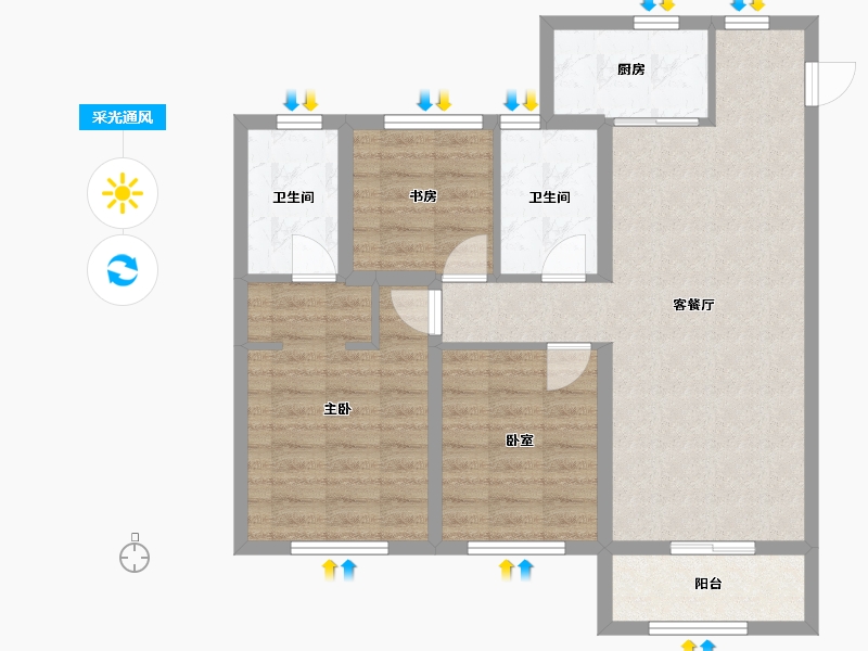 黑龙江省-牡丹江市-保利江山悦-104.80-户型库-采光通风