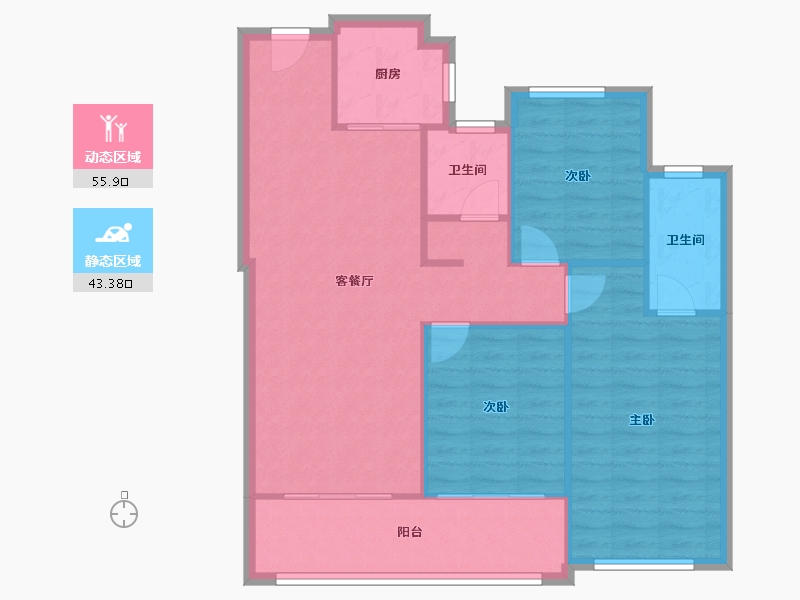 浙江省-湖州市-滨江·春辰里-87.20-户型库-动静分区