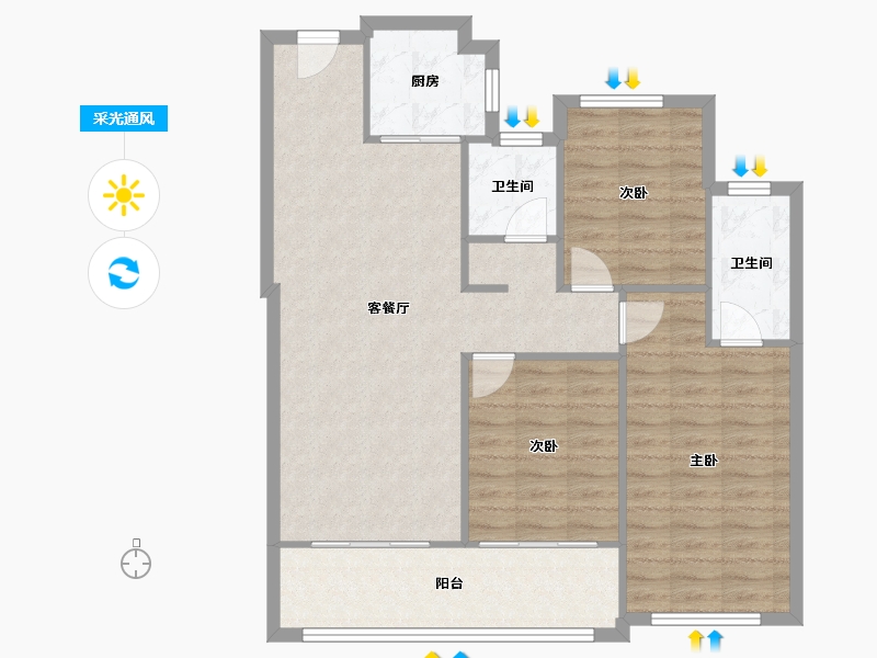 浙江省-湖州市-滨江·春辰里-87.20-户型库-采光通风