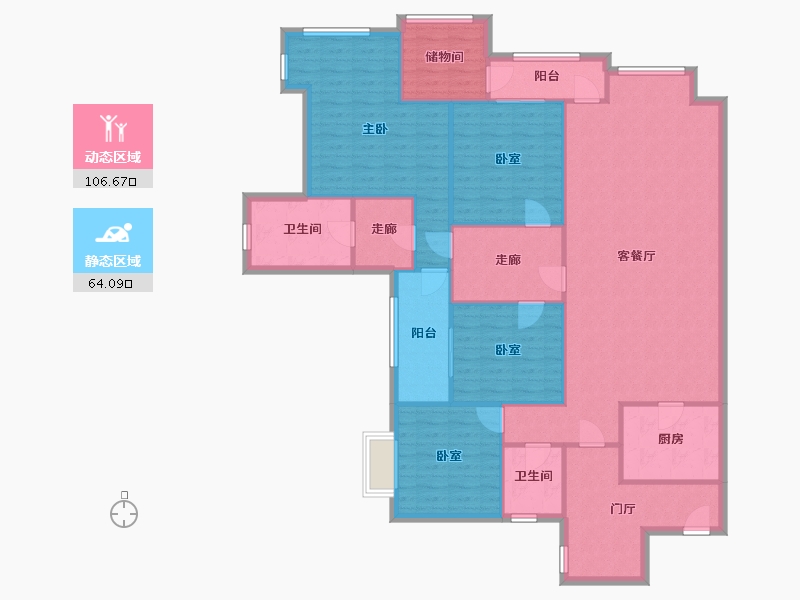 重庆-重庆市-华润中央公园-133.60-户型库-动静分区