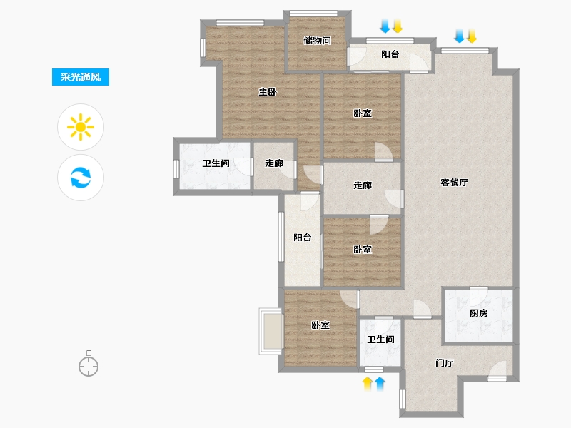 重庆-重庆市-华润中央公园-133.60-户型库-采光通风