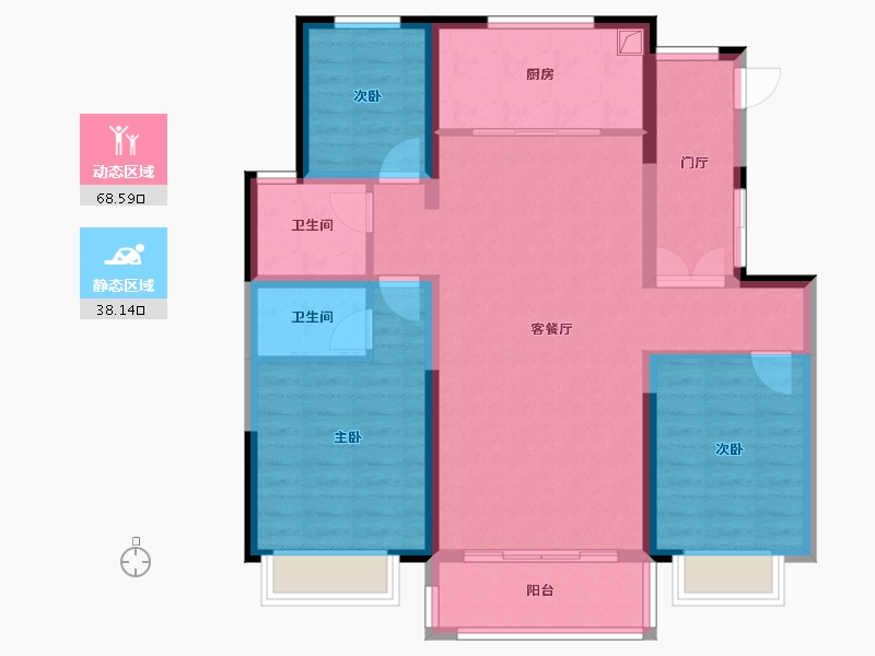 河北省-张家口市-华阳御府-76.00-户型库-动静分区