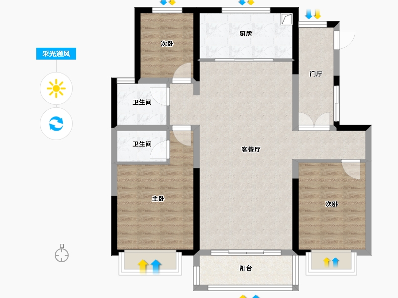 河北省-张家口市-华阳御府-76.00-户型库-采光通风