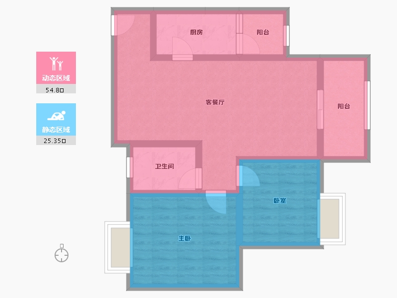 山东省-济南市-水木清华(岷河北街)-68.00-户型库-动静分区