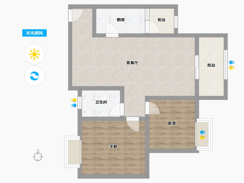 山东省-济南市-水木清华(岷河北街)-68.00-户型库-采光通风