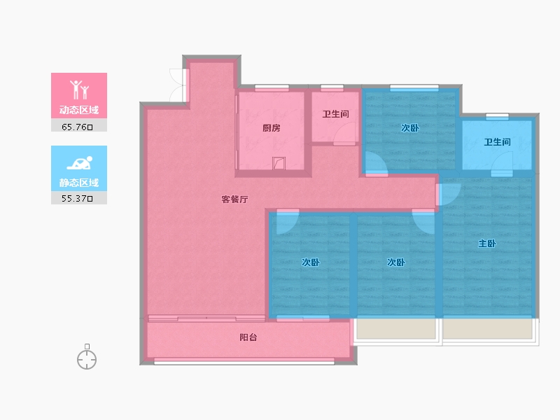 山西省-临汾市-兴业盛世华府-125.76-户型库-动静分区