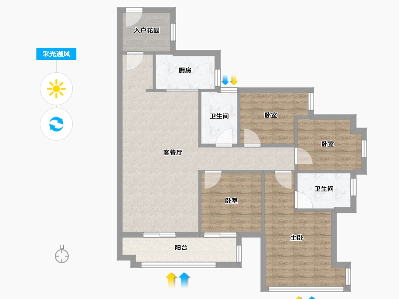 广东省-广州市-颐安俪都府-90.00-户型库-采光通风