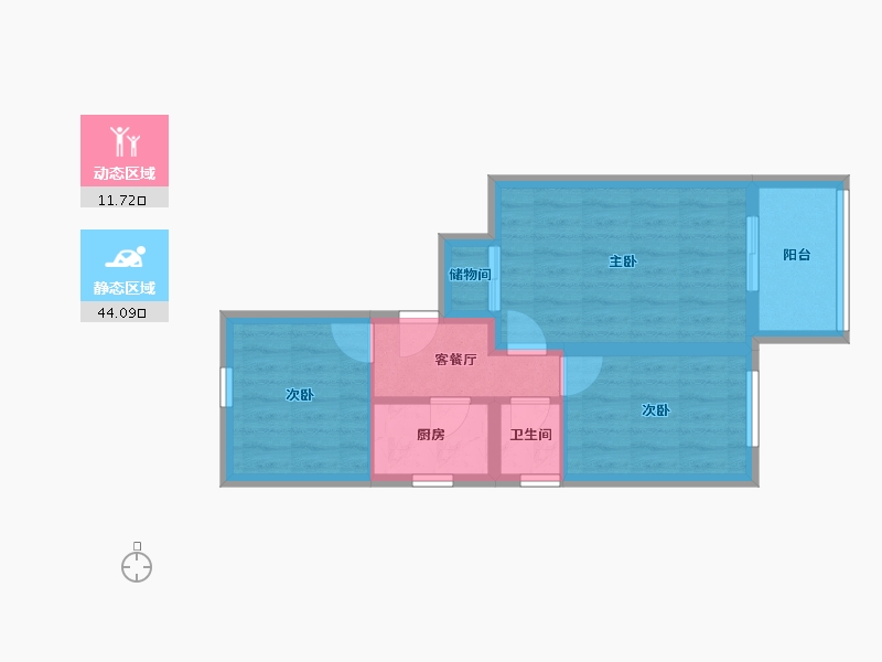 北京-北京市-酒仙桥路7号院-54.33-户型库-动静分区